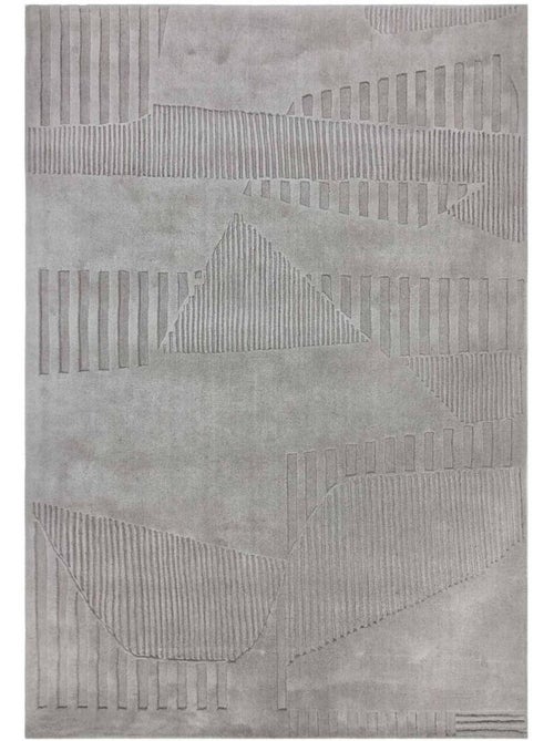 Tapis salon motif géométrique, tufté main en laine, azua, confort - Kiabi