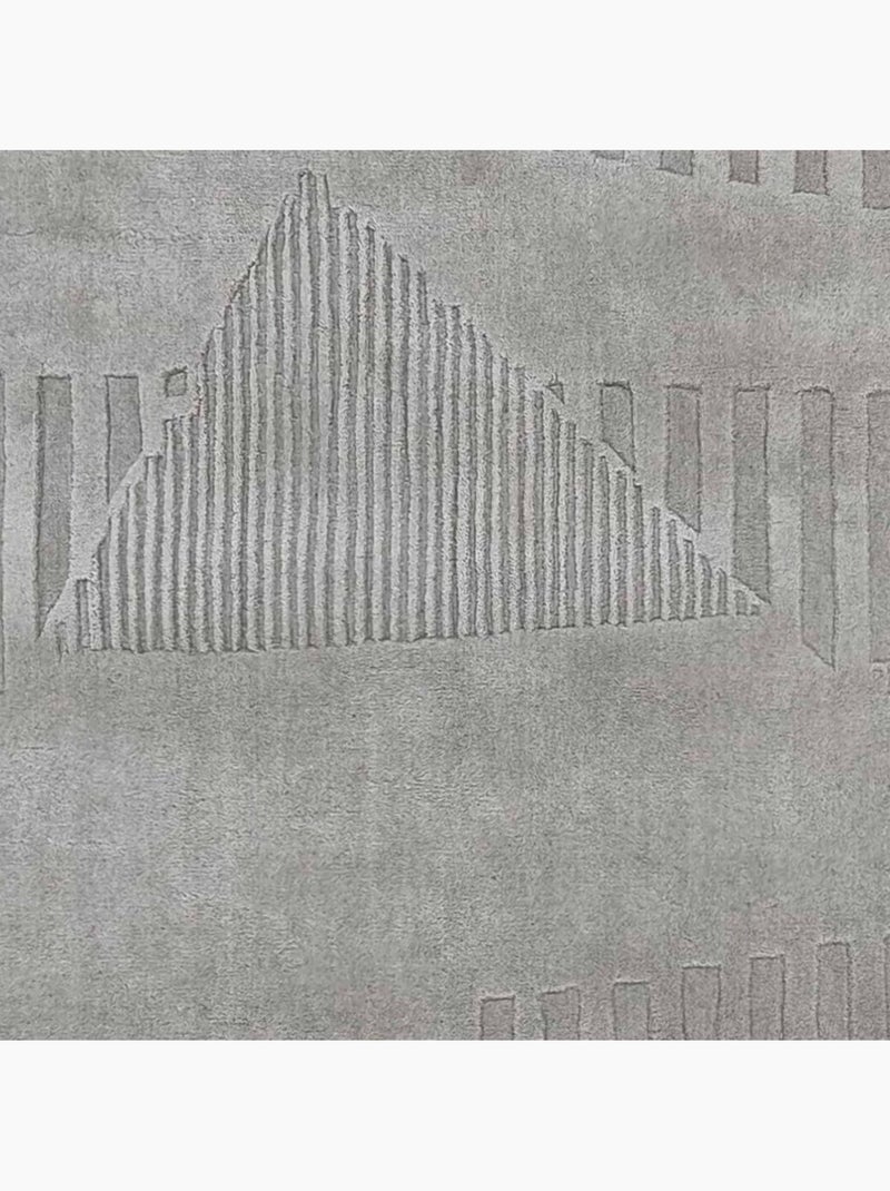 Tapis salon motif géométrique, tufté main en laine, azua, confort Gris - Kiabi