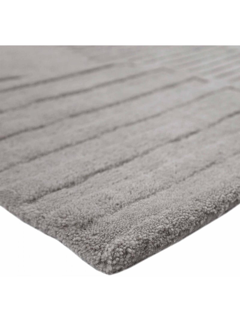 Tapis salon motif géométrique, tufté main en laine, azua, confort Gris - Kiabi