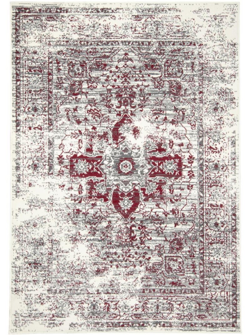 Tapis salon motif oriental vintage, ornements délicats, lyn1 vint Rouge - Kiabi