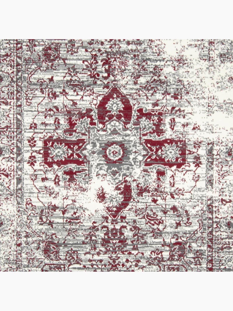 Tapis salon motif oriental vintage, ornements délicats, lyn1 vint Rouge - Kiabi