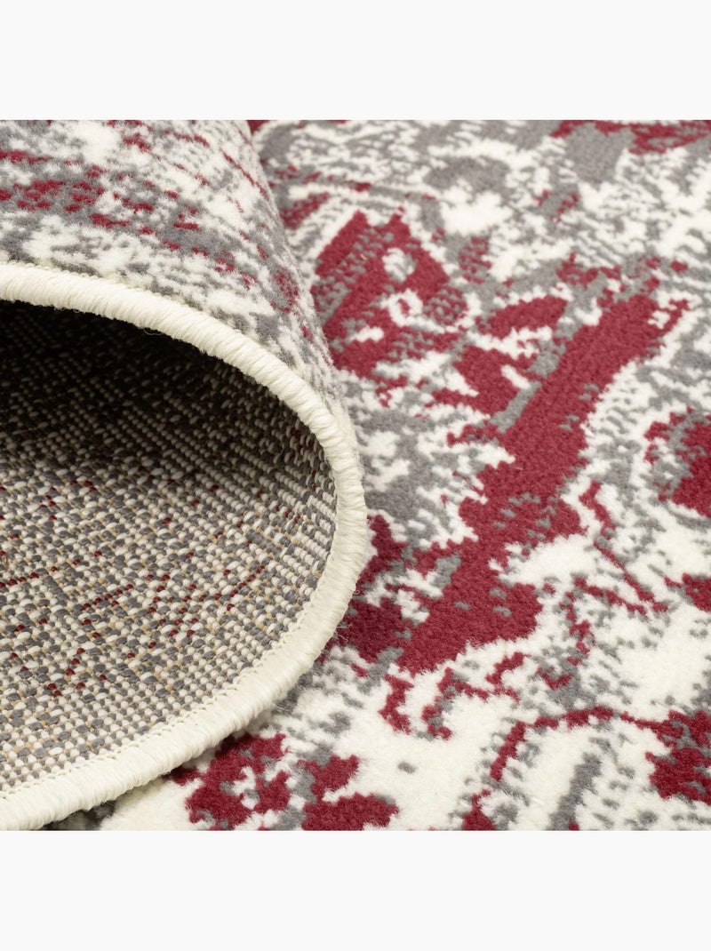 Tapis salon motif oriental vintage, ornements délicats, lyn1 vint Rouge - Kiabi