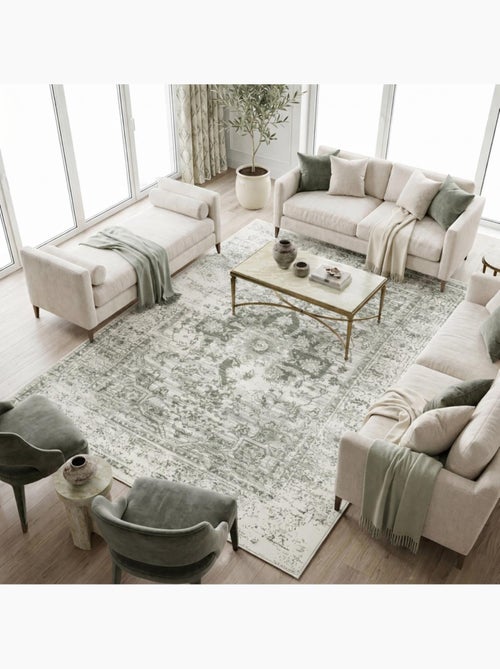 Tapis salon motif oriental vintage, ornements délicats, lyn1 vint - Kiabi