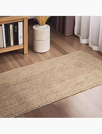 Tapis pour une chambre ou une entrée motif simple, jute l tissé main, design chaleureux