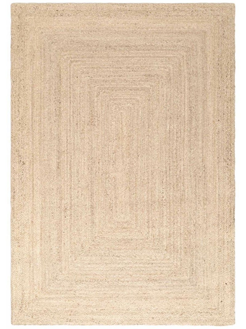 Tapis salon motif simple, jute l tissé main, design chaleureux Beige - Kiabi