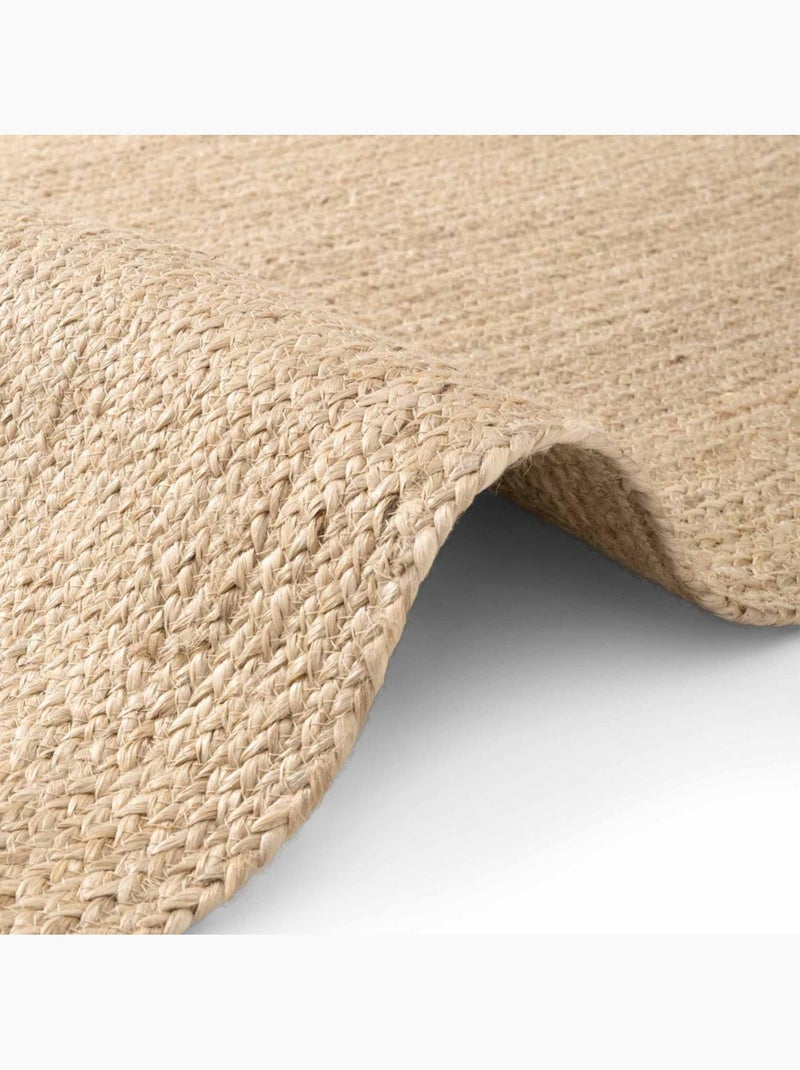Tapis salon motif simple, jute l tissé main, design chaleureux Beige - Kiabi