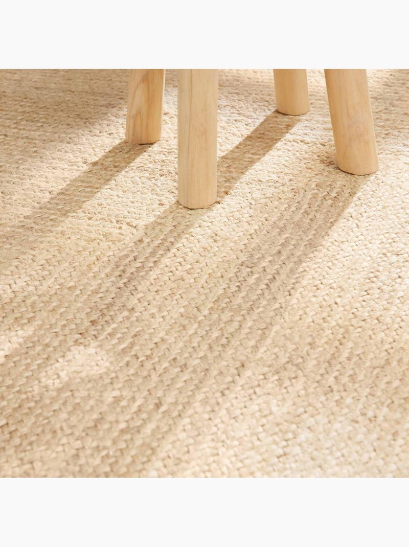 Tapis salon motif simple, jute l tissé main, design chaleureux Beige - Kiabi