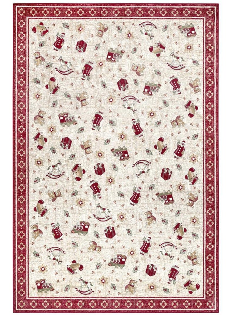 Tapis salon ou enfant noel 1, tapis kilim fin et original Rouge - Kiabi