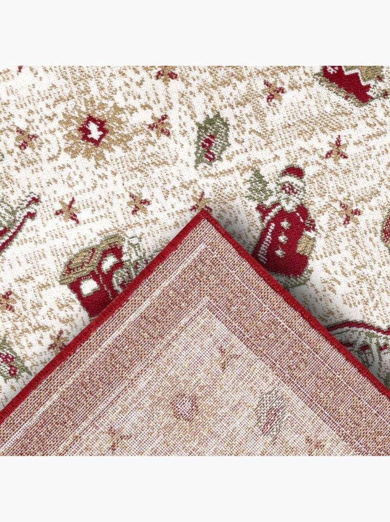 Tapis salon ou enfant noel 1, tapis kilim fin et original Rouge - Kiabi