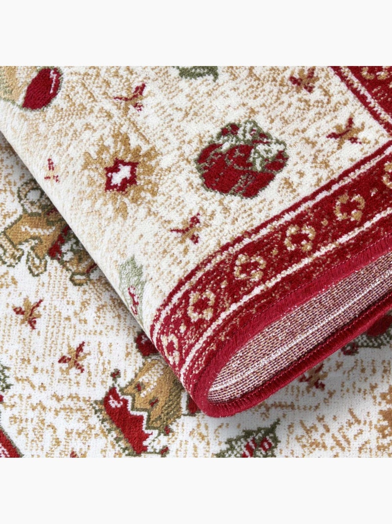 Tapis salon ou enfant noel 1, tapis kilim fin et original Rouge - Kiabi