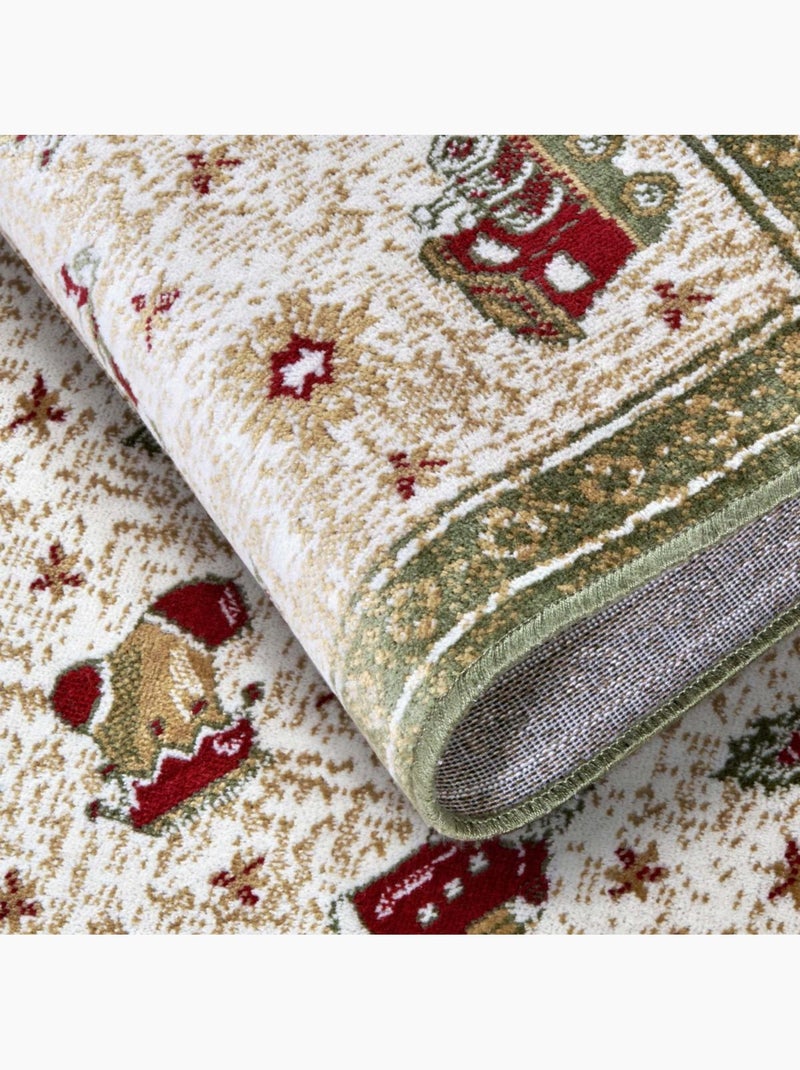 Tapis salon ou enfant noel 1, tapis kilim fin et original Vert - Kiabi
