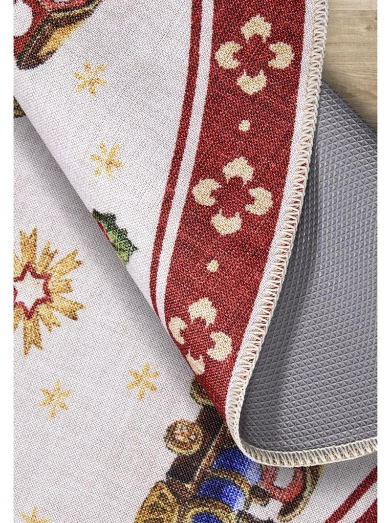 Tapis salon ou enfant noel, tapis kilim fin et original Rouge - Kiabi