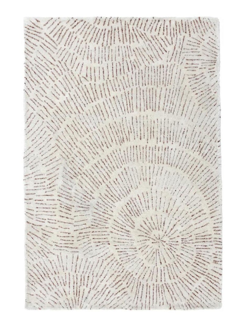 Tapis salon PISSENLIT tapis en laine dessin en relief Ecru - Kiabi