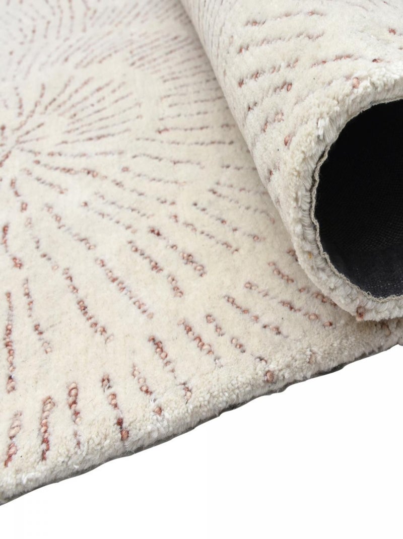 Tapis salon PISSENLIT tapis en laine dessin en relief Ecru - Kiabi