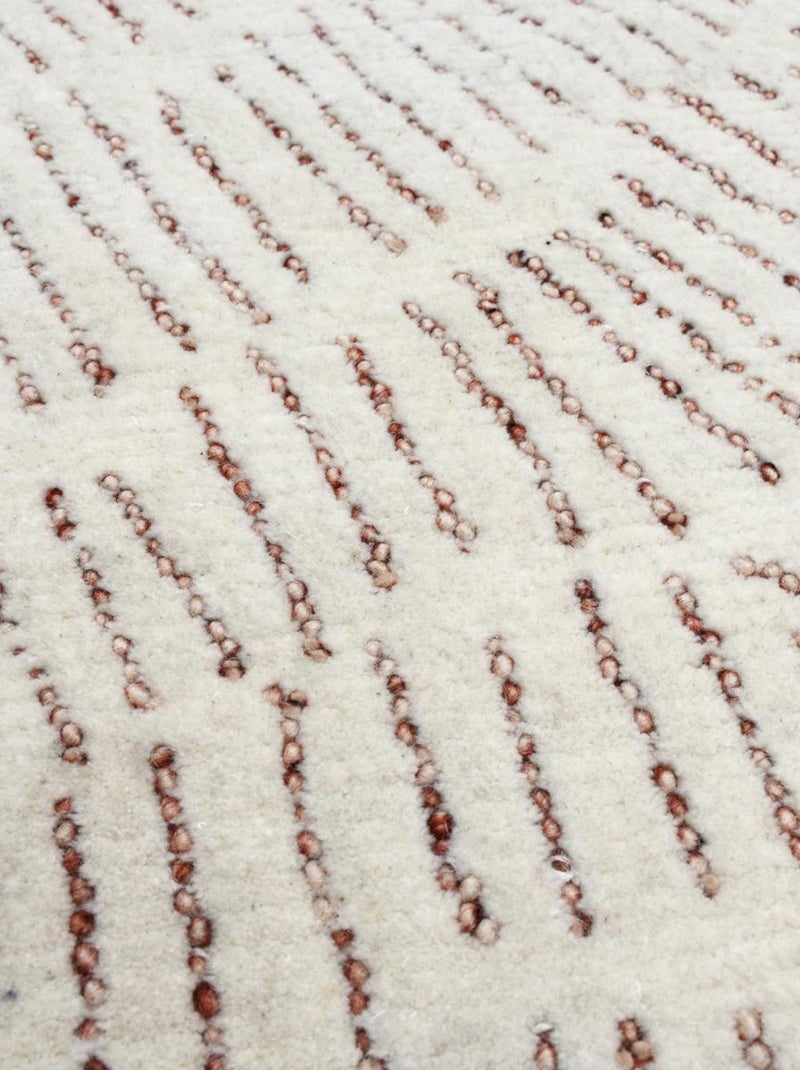 Tapis salon PISSENLIT tapis en laine dessin en relief Ecru - Kiabi