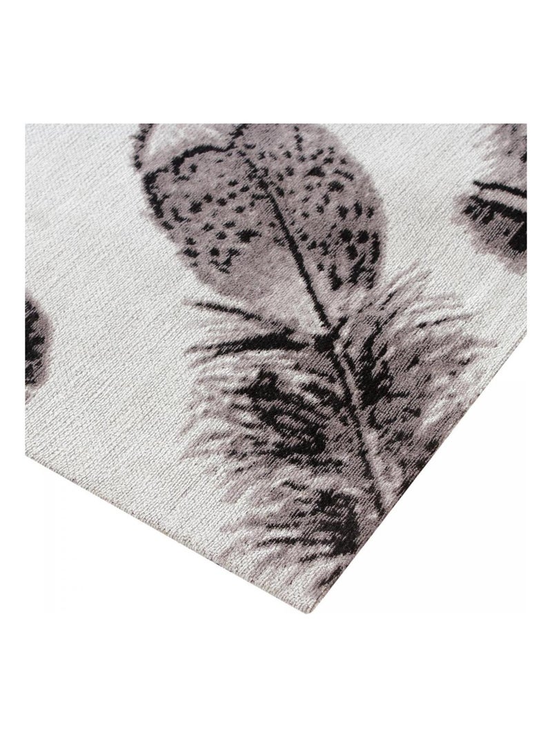 Tapis salon PLUMES , tapis en coton Gris - Kiabi