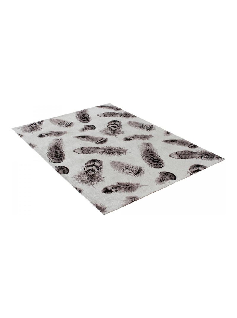 Tapis salon PLUMES , tapis en coton Gris - Kiabi