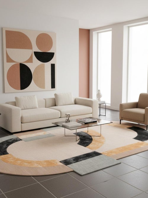 Tapis salon ROLIN , tapis en laine et viscose pour un aspect doux et soyeux - Kiabi