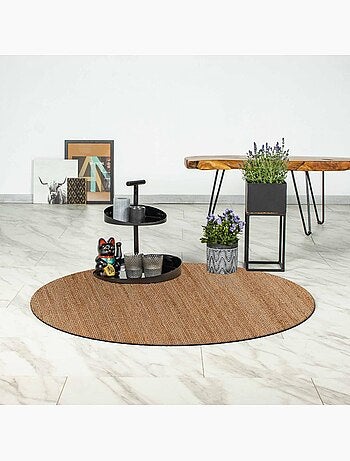 Tapis salon rond, fait main en jute