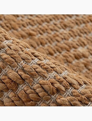 Tapis salon rond, fait main en jute