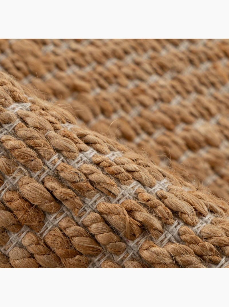 Tapis salon rond, fait main en jute Beige - Kiabi