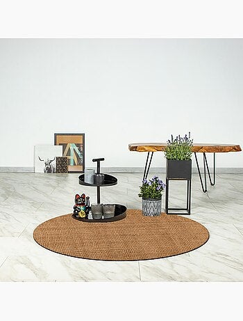 Tapis salon rond, fait main en jute