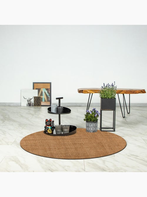 Tapis salon rond, fait main en jute - Kiabi