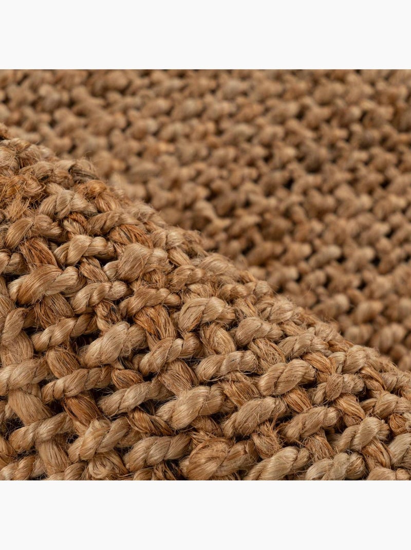 Tapis salon rond, fait main en jute Marron - Kiabi