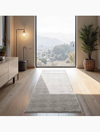 Tapis salon tourmaline, motif géométrique
