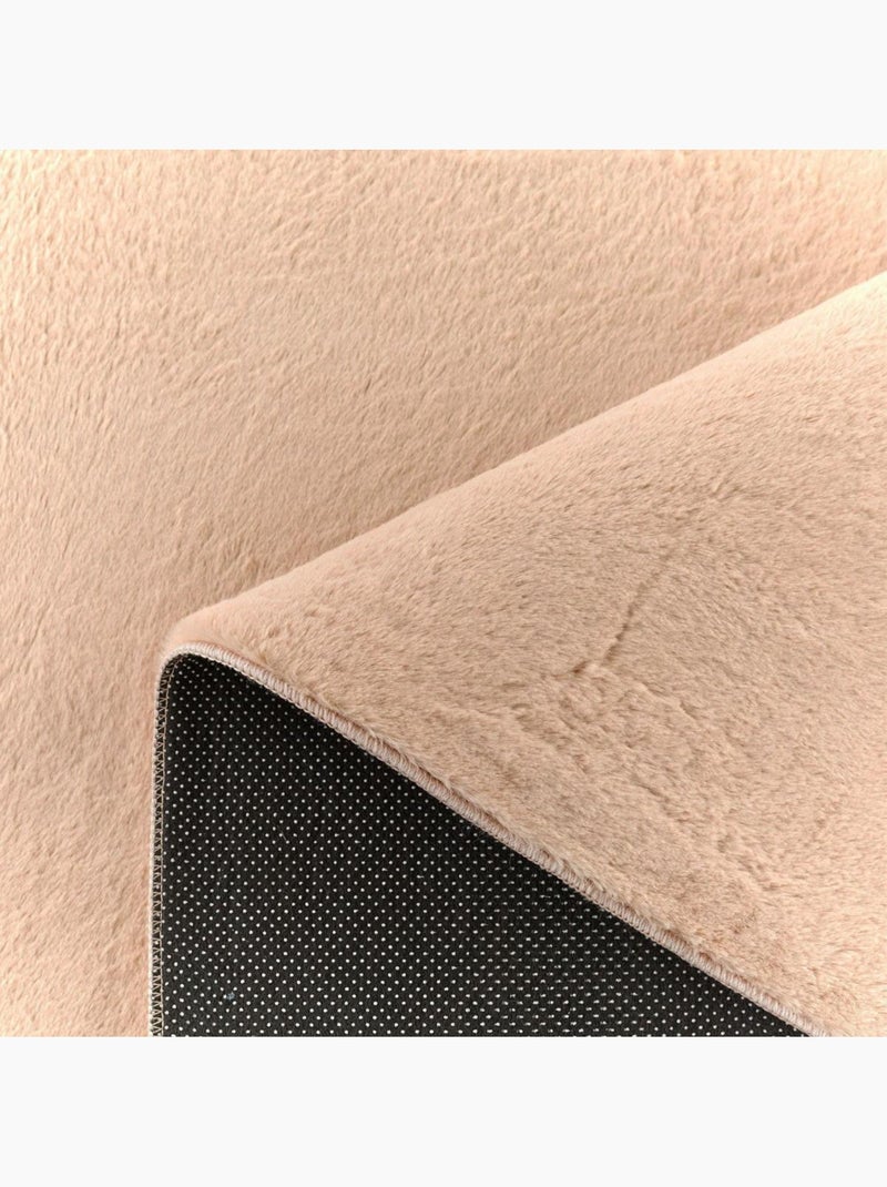 Tapis salon ultra doux, uni et lavable lyn50, aussi idéal pour la chambre Beige - Kiabi