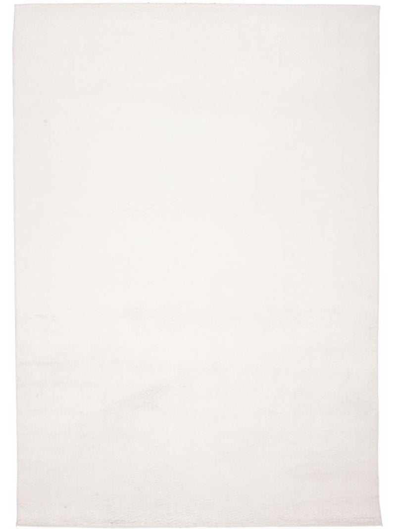 Tapis salon ultra doux, uni et lavable lyn50, aussi idéal pour la chambre Blanc - Kiabi