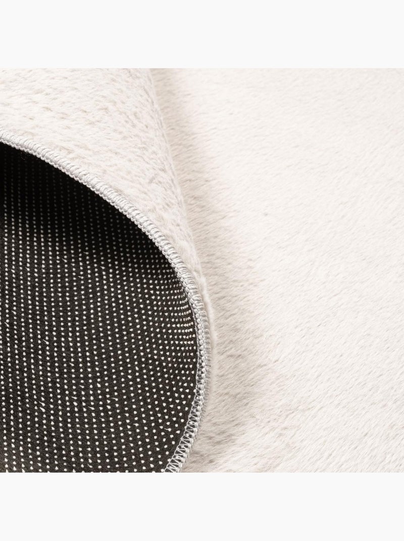 Tapis salon ultra doux, uni et lavable lyn50, aussi idéal pour la chambre Blanc - Kiabi