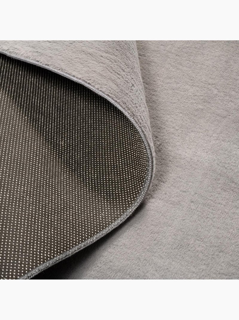 Tapis salon ultra doux, uni et lavable lyn50, aussi idéal pour la chambre Gris - Kiabi