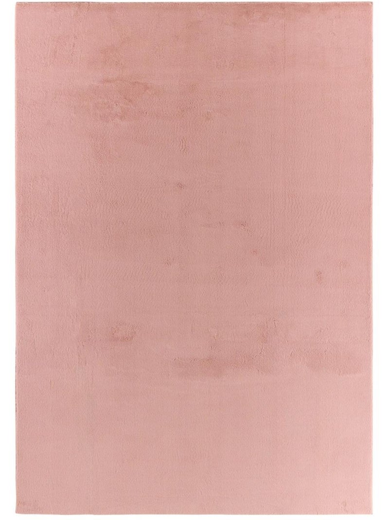Tapis salon ultra doux, uni et lavable lyn50, aussi idéal pour la chambre Rose - Kiabi