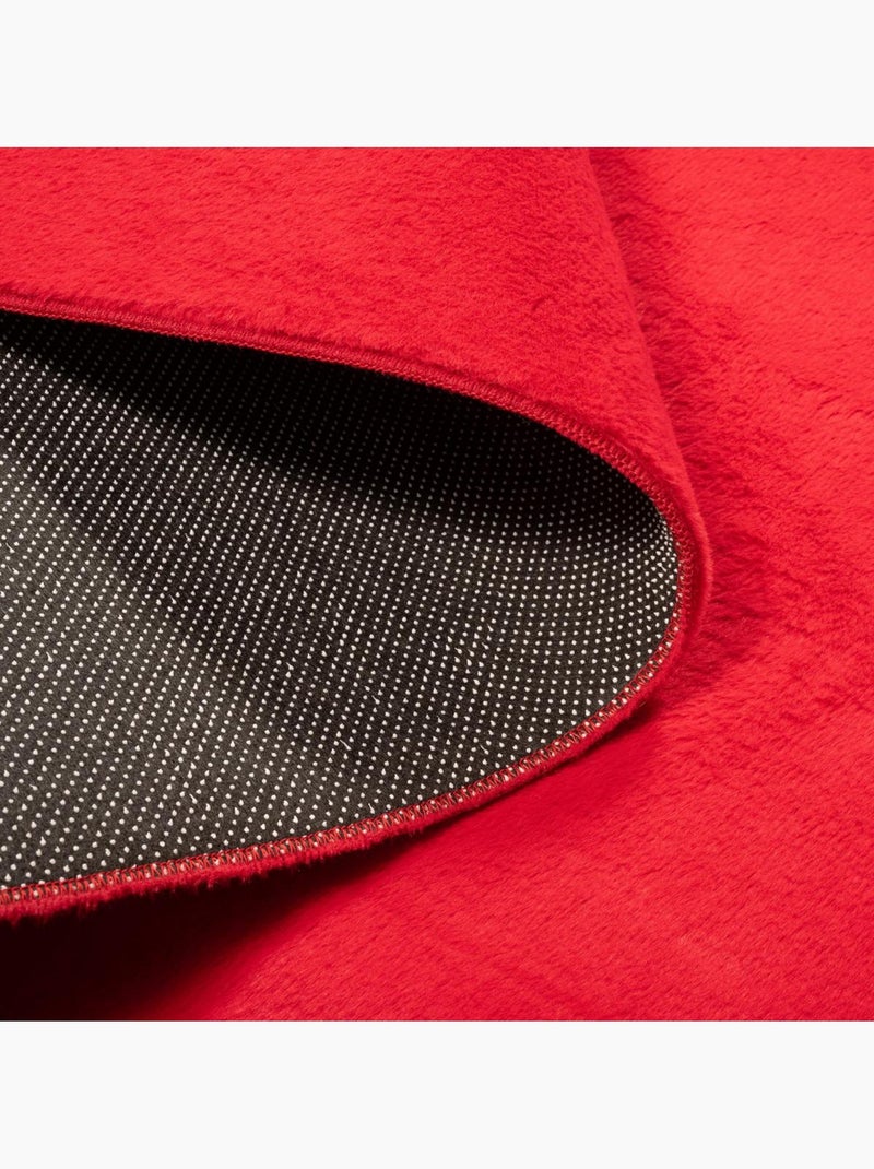 Tapis salon ultra doux, uni et lavable lyn50, aussi idéal pour la chambre Rouge - Kiabi