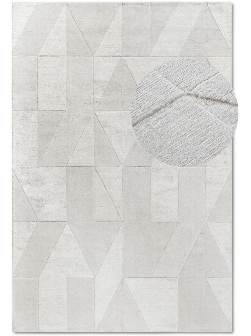 Tapis salon ursule, motif géométrique Ecru - Kiabi