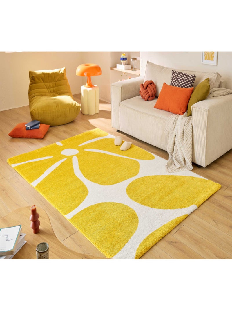 Tapis salon vintage Groovy Jaune - Kiabi