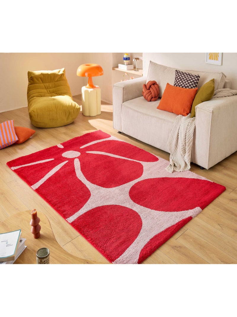 Tapis salon vintage Groovy Rouge - Kiabi