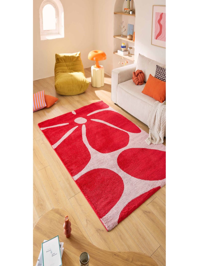 Tapis salon vintage Groovy Rouge - Kiabi