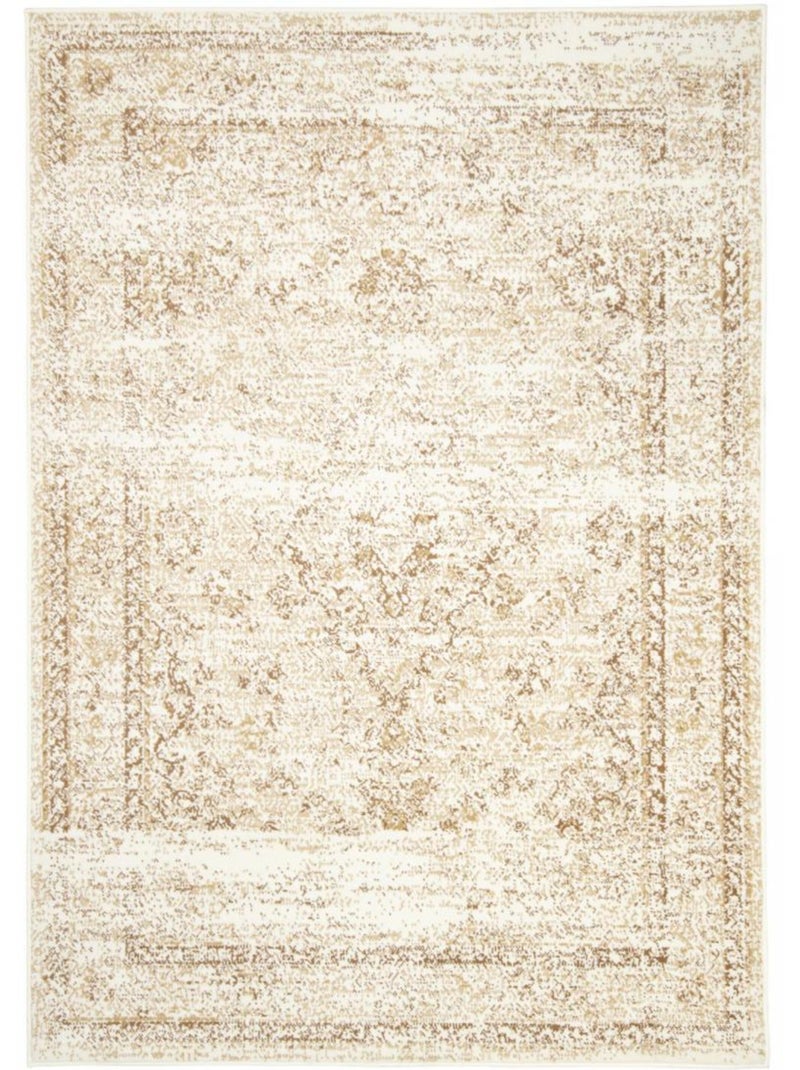 Tapis salon vintage patiné, design élégant intemporel lyn1 von Ecru - Kiabi