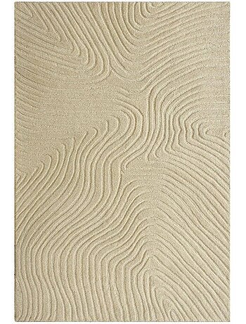 Tapis salon vyta fait à la main en laine, motif design ton sur ton