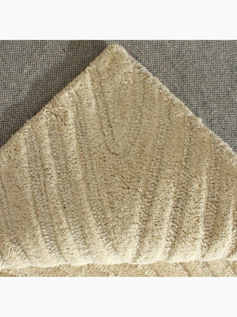 Tapis salon vyta fait à la main en laine, motif design ton sur ton Beige - Kiabi