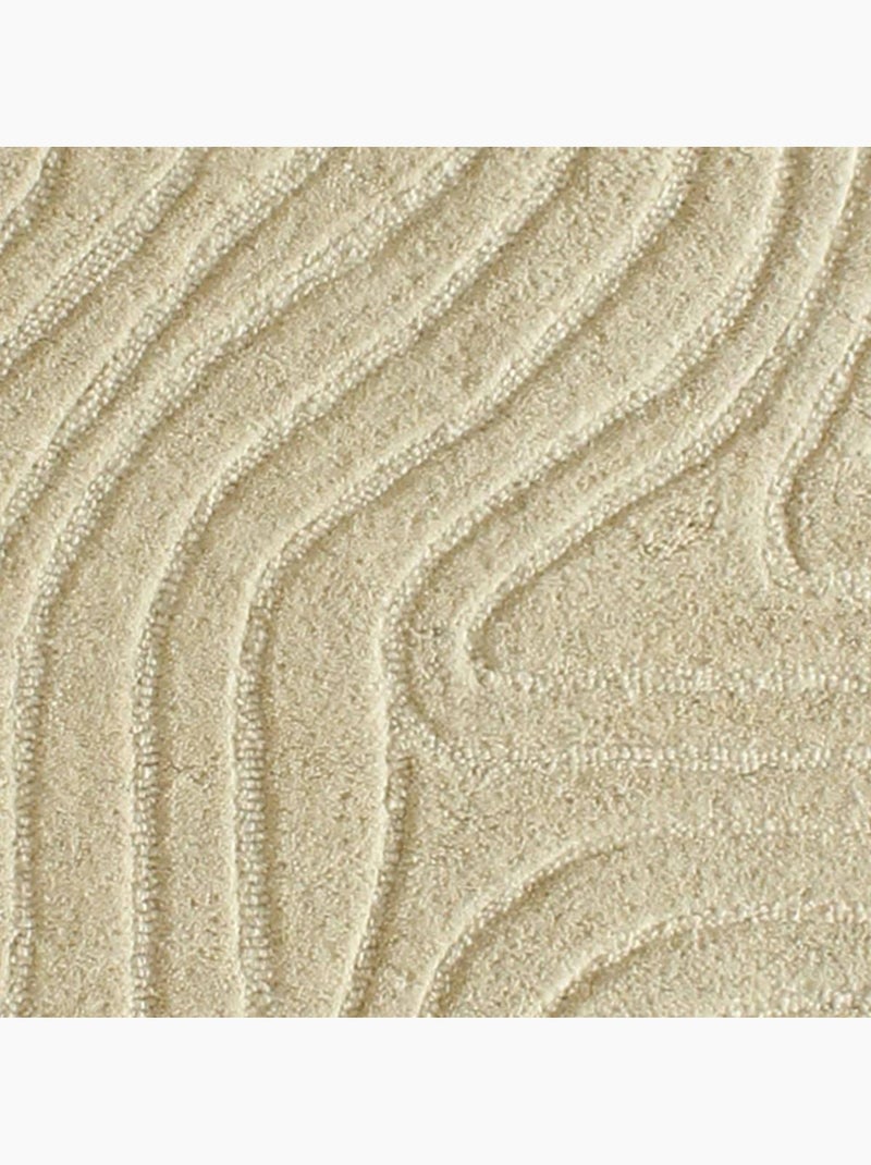 Tapis salon vyta fait à la main en laine, motif design ton sur ton Beige - Kiabi