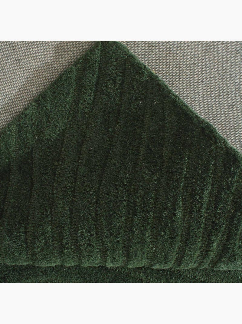 Tapis salon vyta fait à la main en laine, motif design ton sur ton Vert - Kiabi