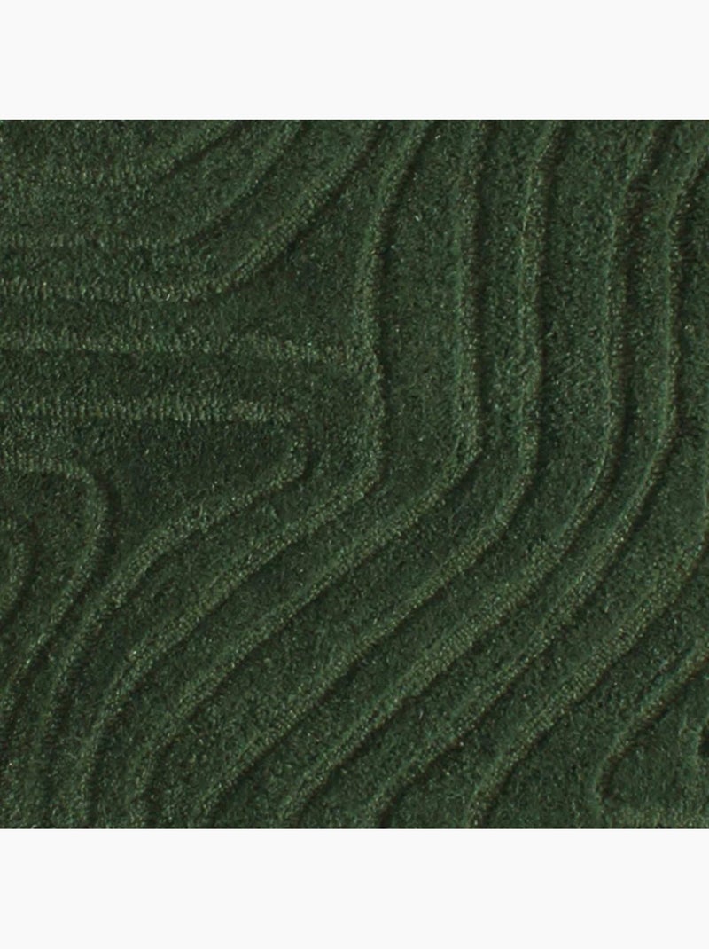 Tapis salon vyta fait à la main en laine, motif design ton sur ton Vert - Kiabi
