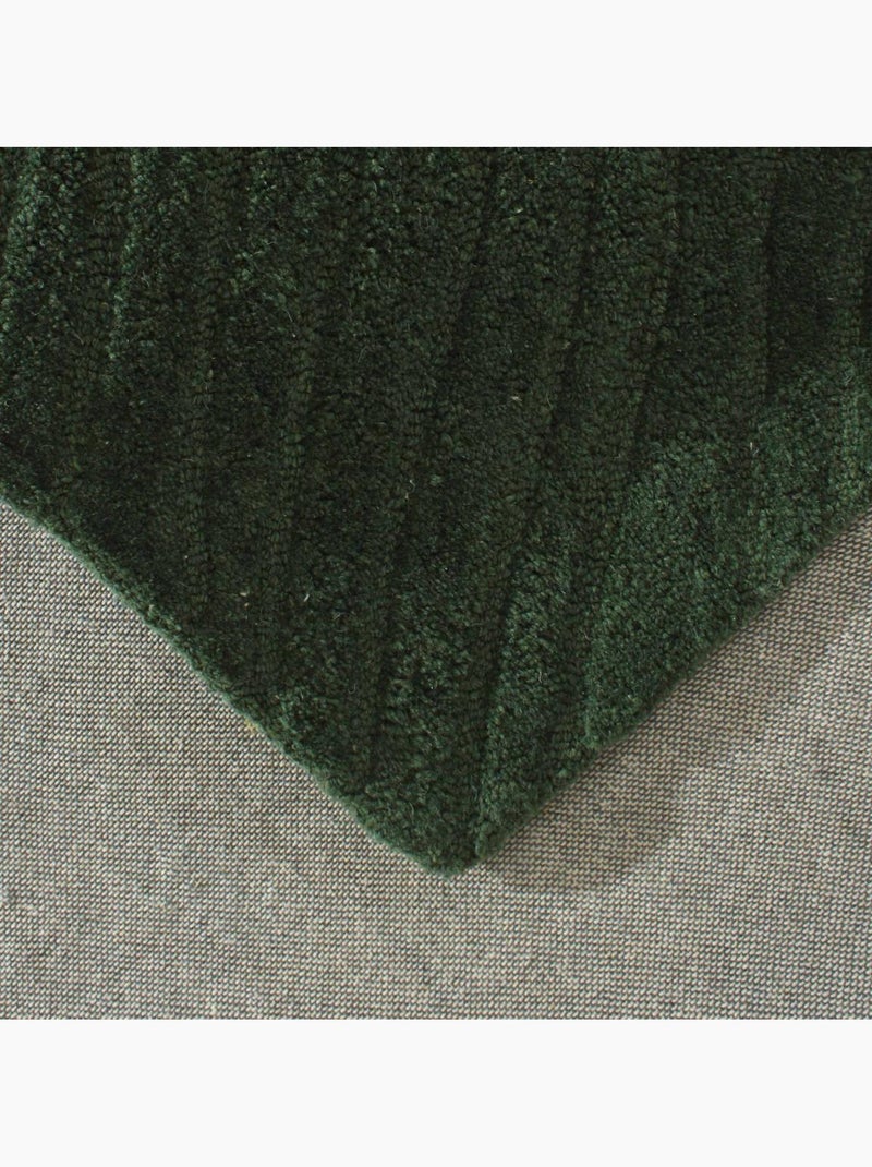 Tapis salon vyta fait à la main en laine, motif design ton sur ton Vert - Kiabi