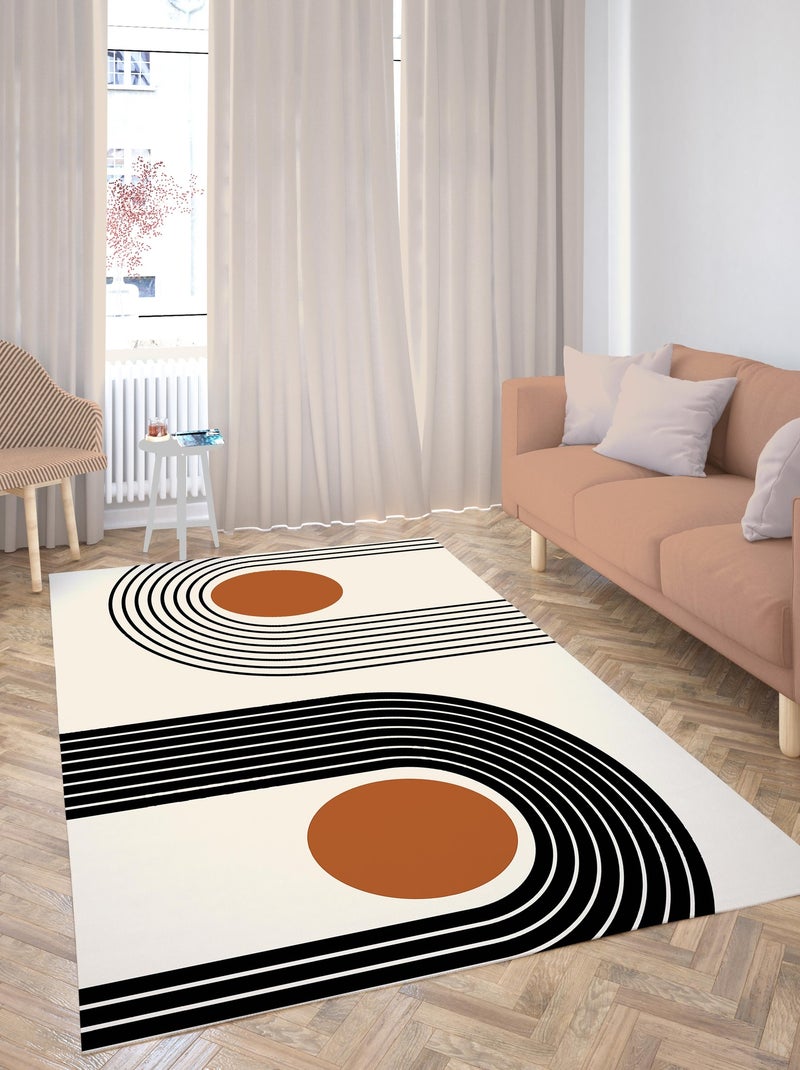 Tapis SEVENTIES Orange Blanc Orange - Kiabi