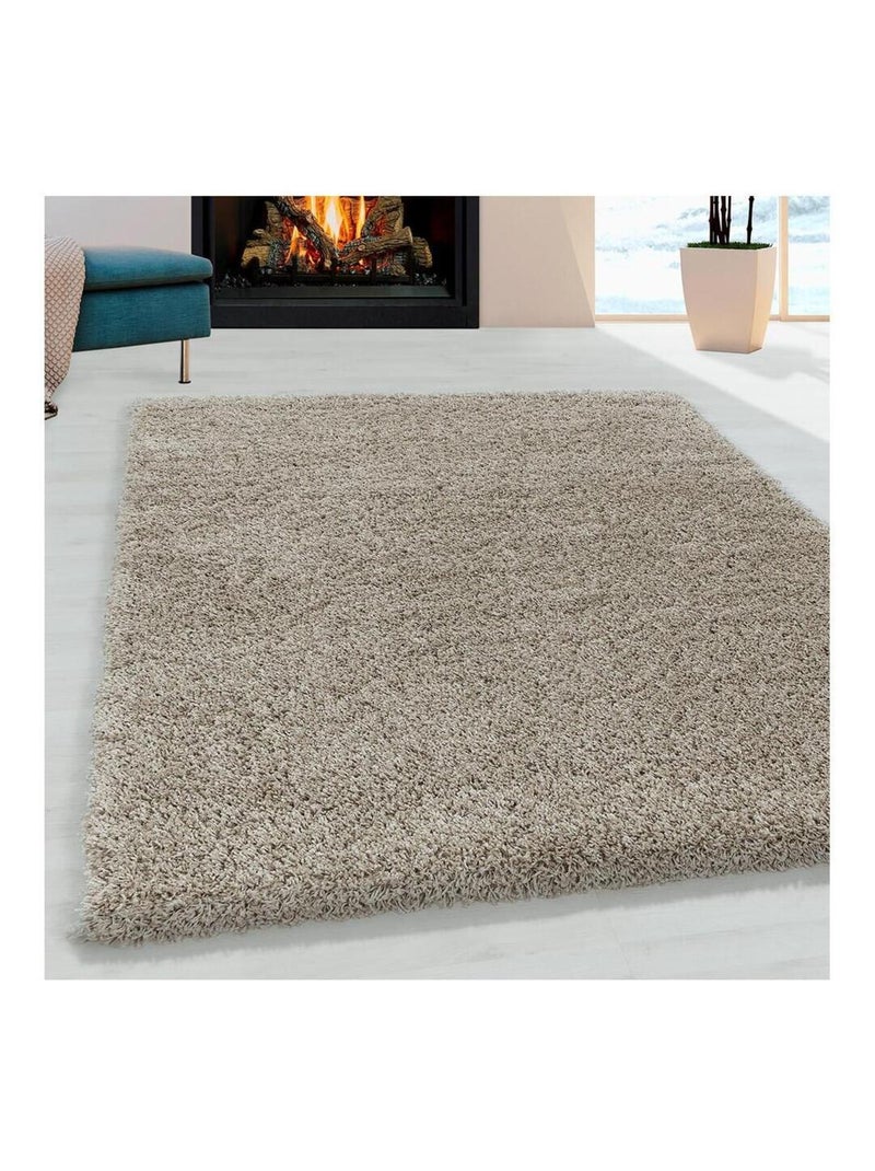 Tapis shaggy design uni rectangulaire Gadol Beige - Kiabi