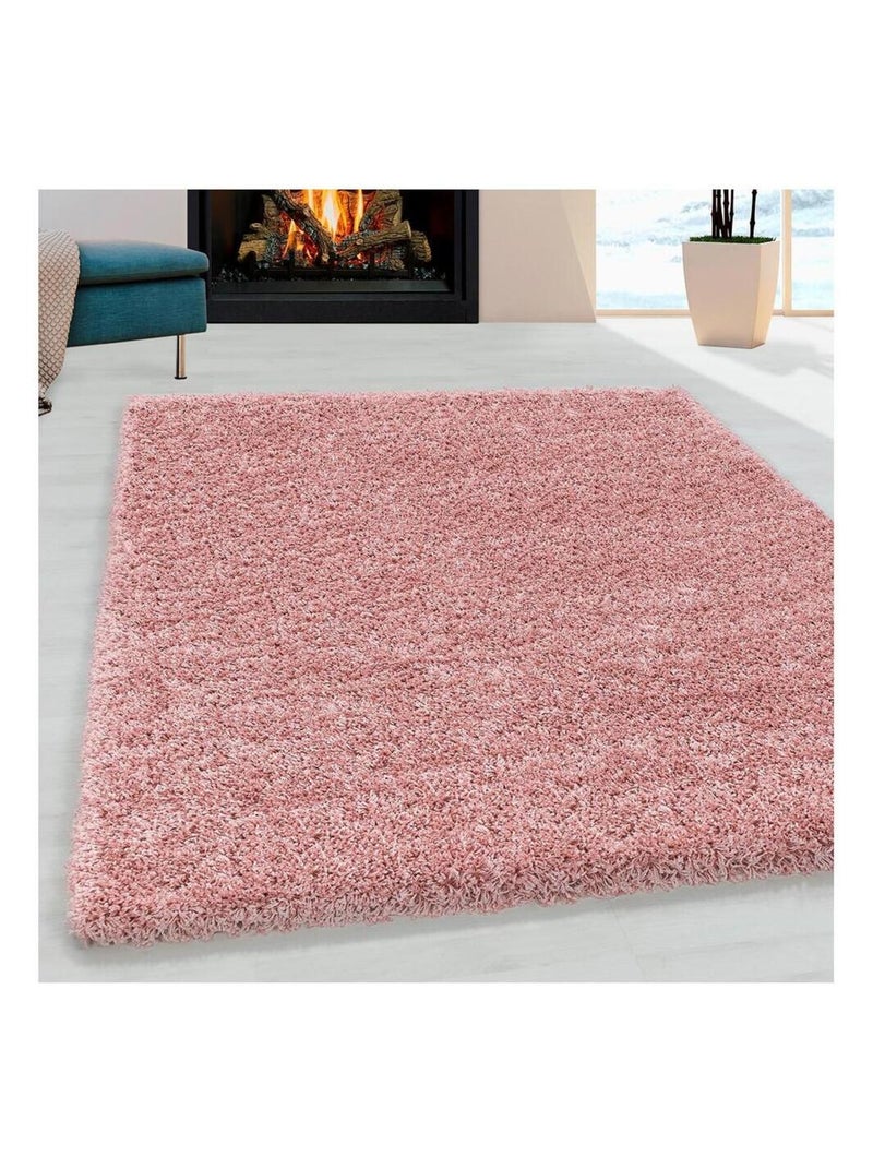 Tapis shaggy design uni rectangulaire Gadol Noir Rose - Kiabi