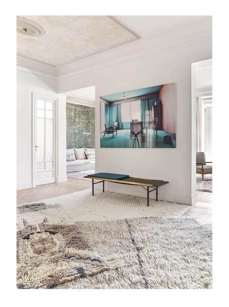 Tapis shaggy en laine lavable en machine avec franges Seasons Lorena Canals Argenté - Kiabi